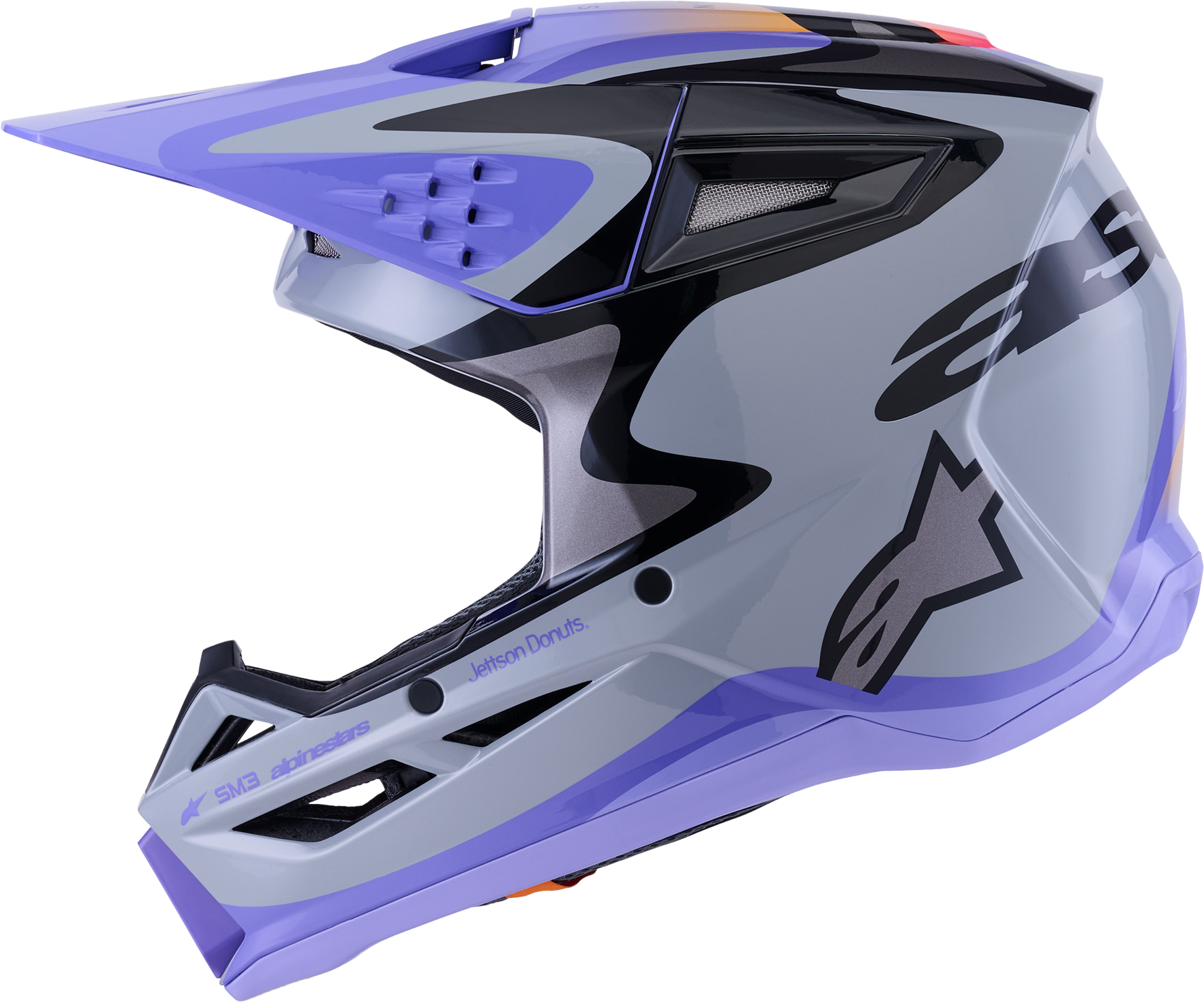 Alpinestars Jettson SM3 Off-Road Helmet 2X-Large in Grey, Purple & Black Gloss Finish