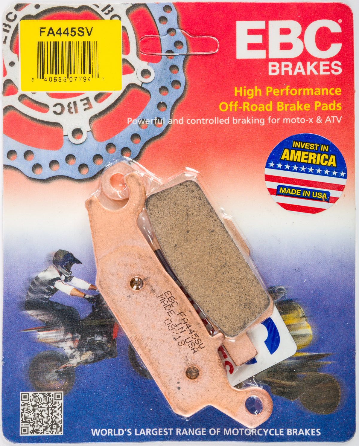 EBC FA445SV Severe Duty Brake Pads for Yamaha YFM550FG & YFM550FGP Grizzly 4WD ATV/UTV