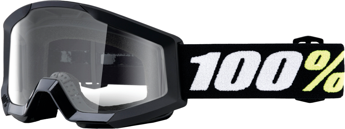 100-Percent Strata Mini Goggle for Youth - Black Frame with Clear Lens, Offroad Eyewear