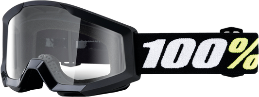 100-Percent Strata Mini Goggle for Youth - Black Frame with Clear Lens, Offroad Eyewear