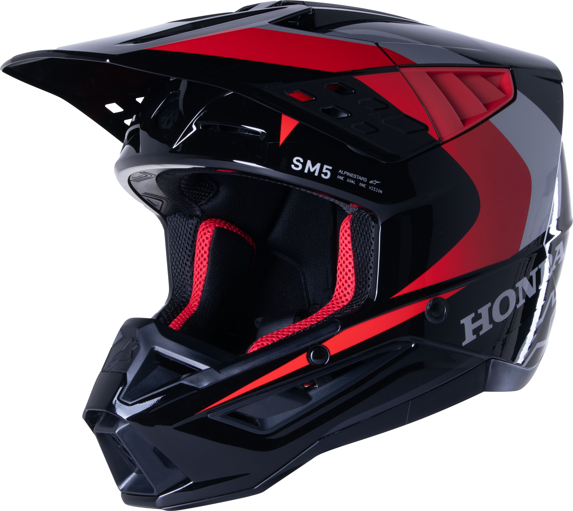 Alpinestars Honda S M5 Off-Road Helmet - Black/Red Gloss, X-Large