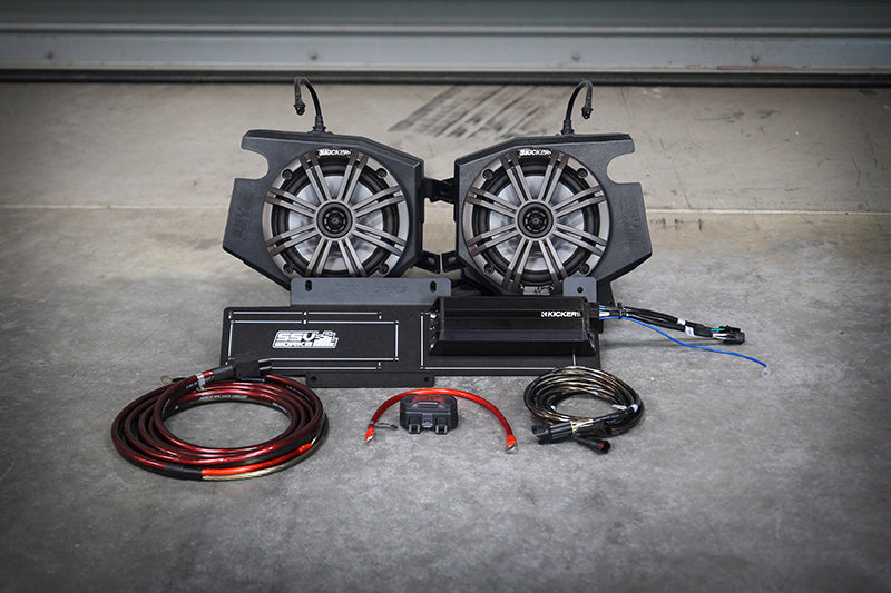 SSV Works RZ4-2KRC Plug & Play 2 Speaker Kit for Polaris Ride Command UTVs with Subwoofer and Amplifiers