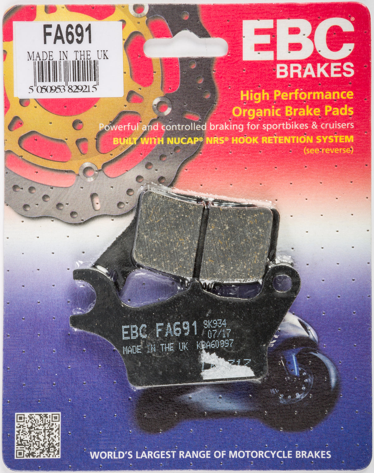 EBC Fa691 Organic Brake Pads for Kawasaki Z125 Pro
