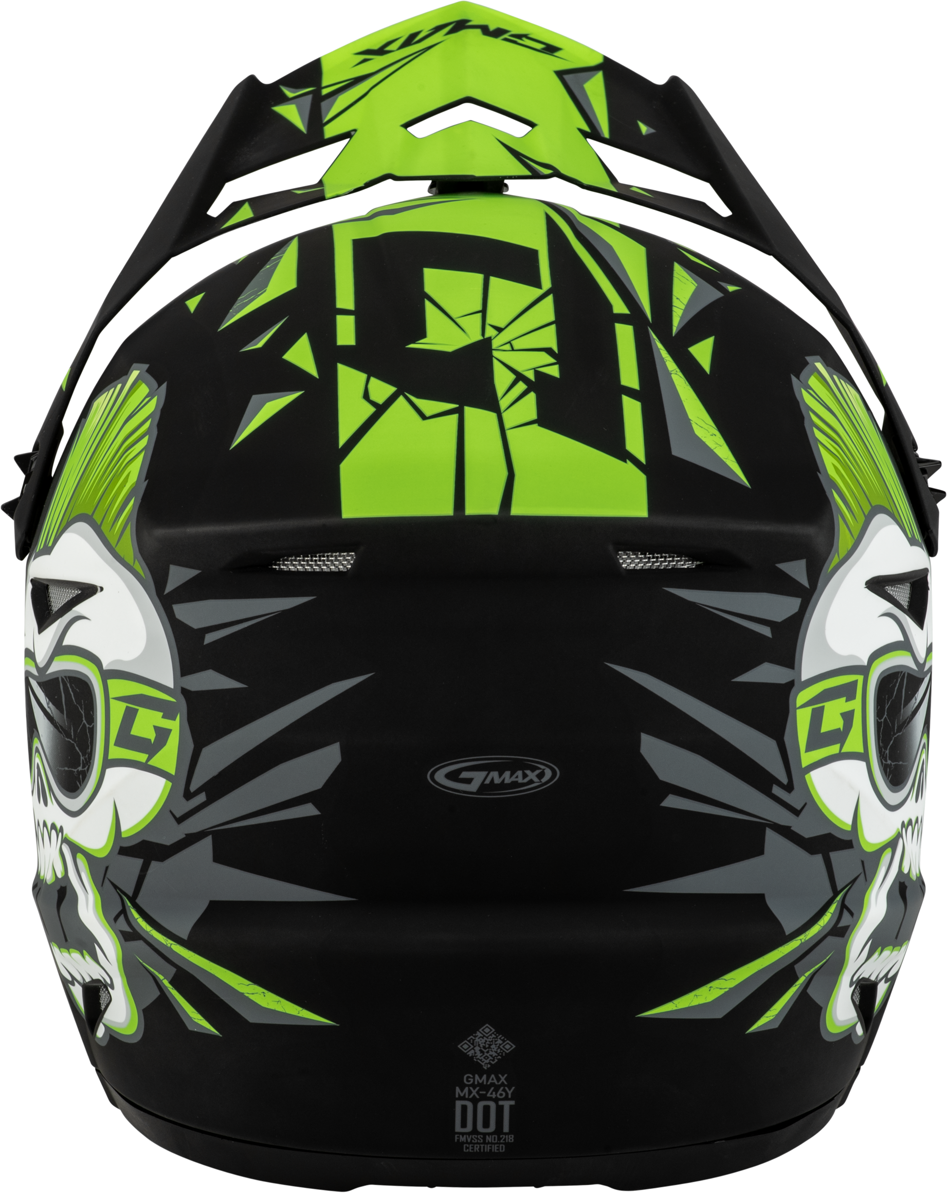 GMAX Youth MX-46Y Off-Road Helmet in Matte Black and Green, Small