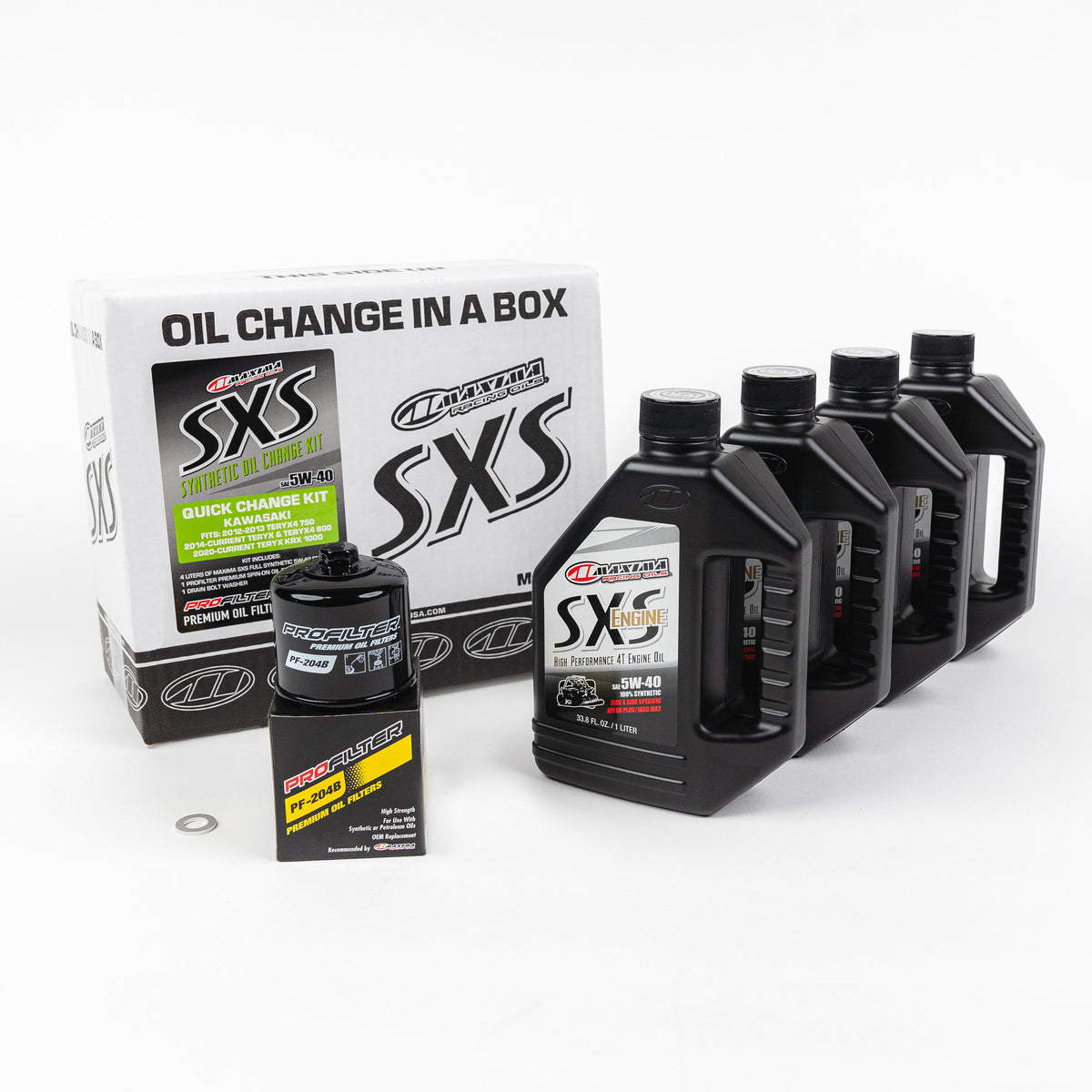 Maxima SxS Oil Quick Change Kit 5W40 with Oil Filter for Kawasaki KRF and KRT Models