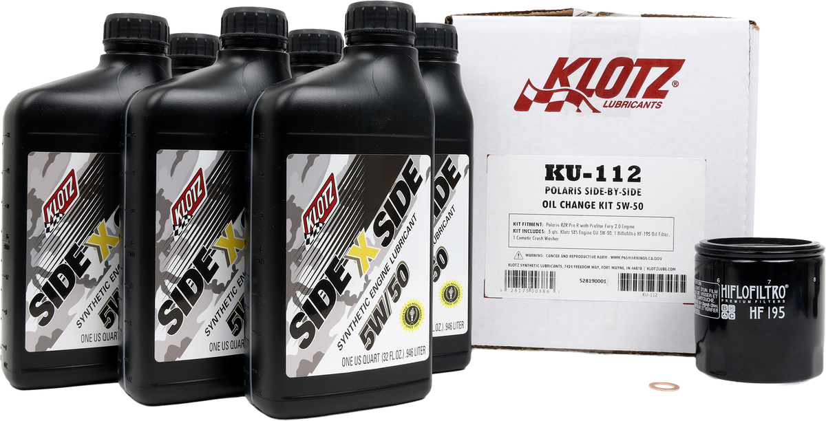 Klotz Polaris SXS 6 Quart Synthetic Oil Change Kit - High-Performance Off-Road Lubricant
