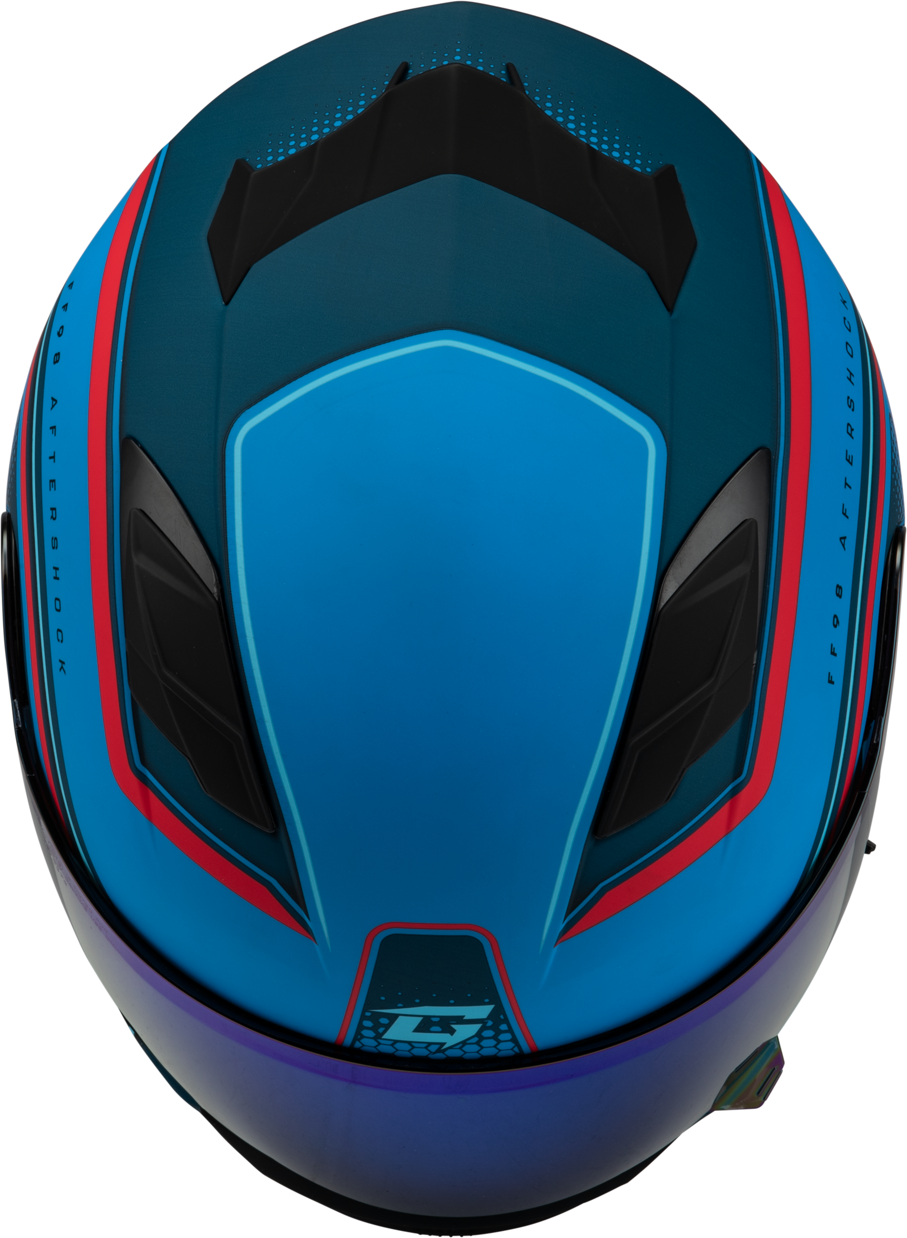 GMAX FF-98 Aftershock Full-Face Helmet for Street Riding, Small Size, Blue/Red Matte
