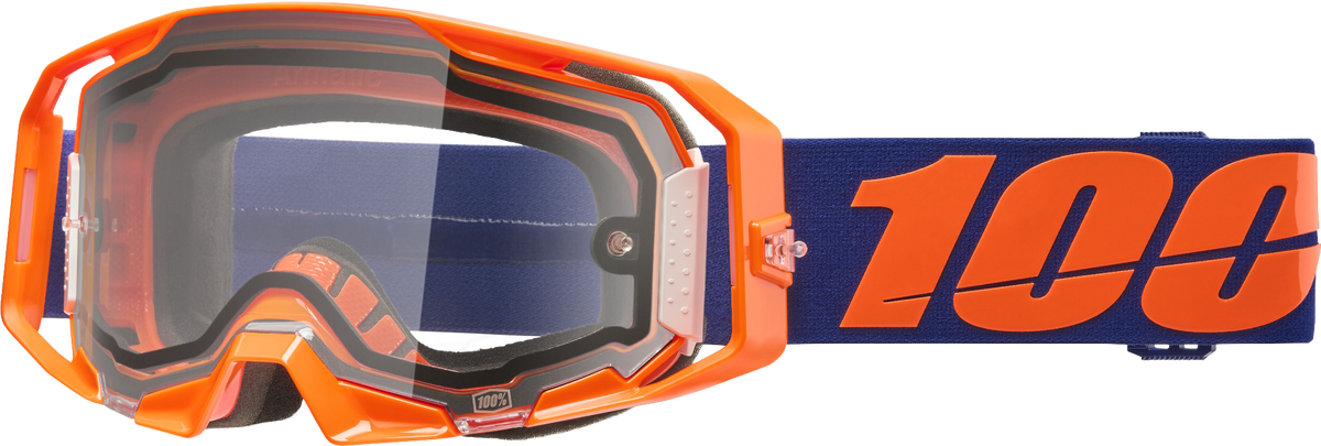 100-Percent Armatic Enduro Moto Goggle Neon Orange with Clear Lens