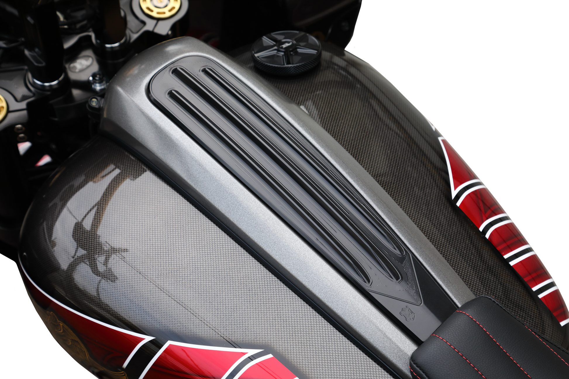 KENS FACTORY Dash Insert Tri Groove Black for Harley Davidson Road Glide Models