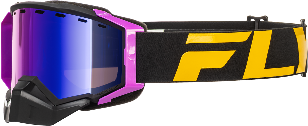 Fly Racing Zone Elite Snow Goggles Black/Pink with Purple Mirror and Polarized Rose Lens