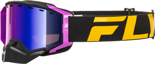 Fly Racing Zone Elite Snow Goggles Black/Pink with Purple Mirror and Polarized Rose Lens