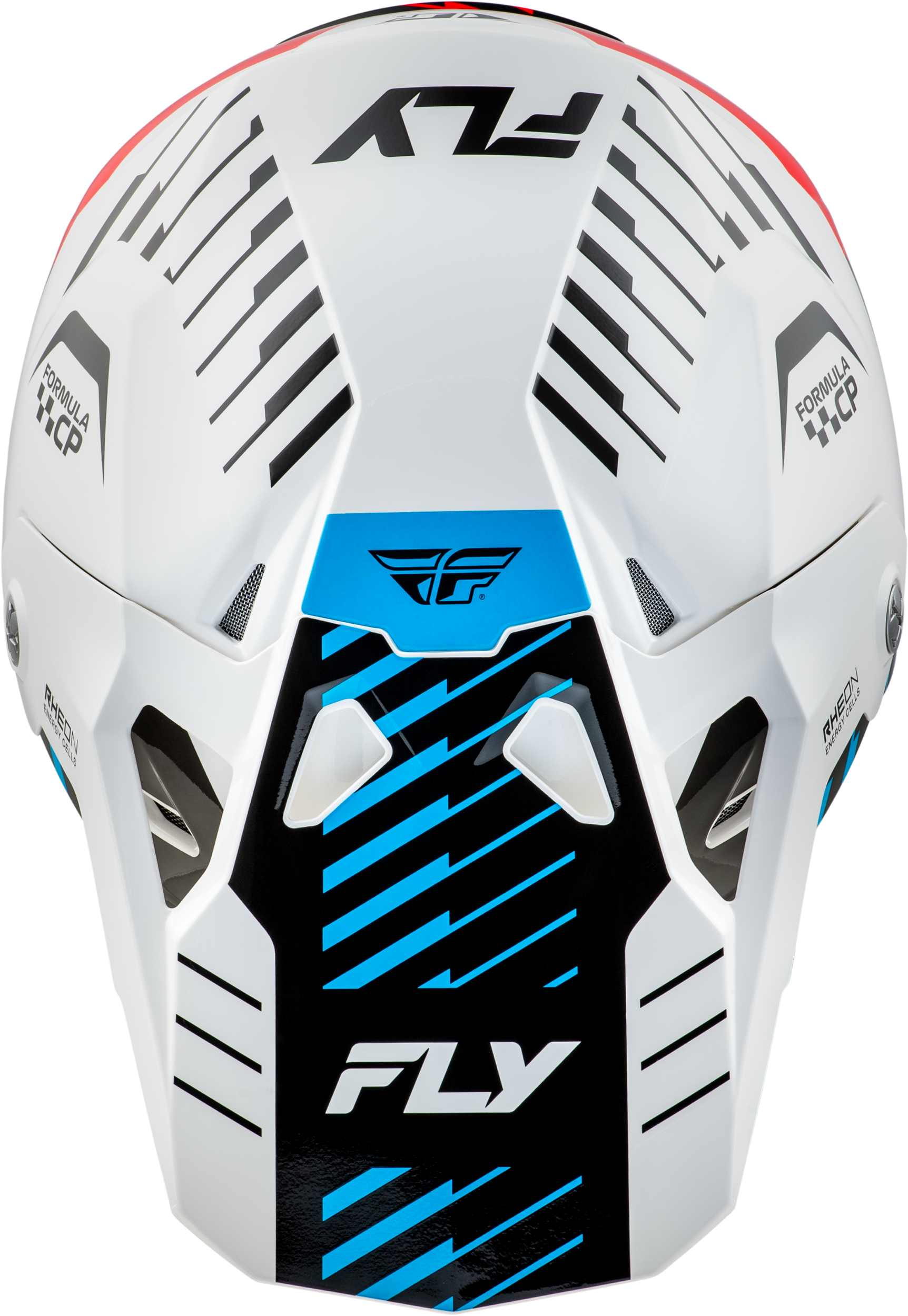 Fly Racing Youth Formula CP Slice Helmet White/Red/Cyan YL – Full-Face Offroad Helmet with Impact Absorption Technology