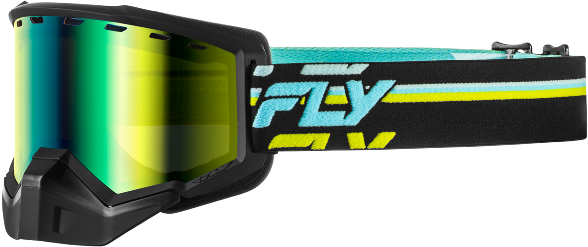 Fly Racing Focus Snow Goggle Black/Hi-Vis with Green Mirror and Yellow Lens