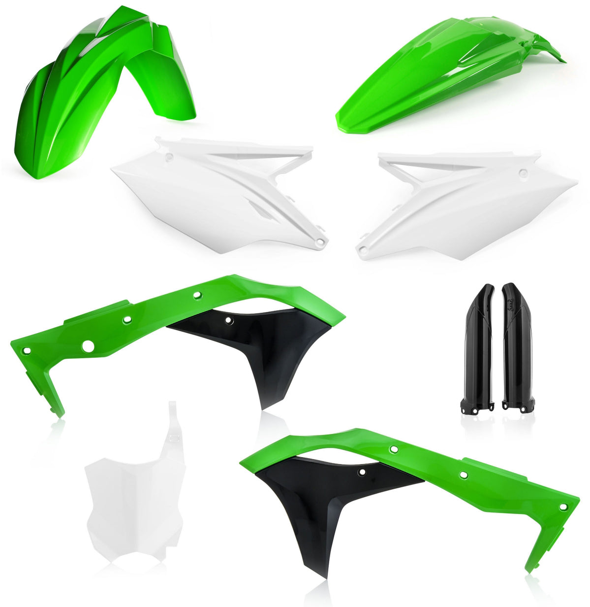 ACERBIS Full Plastic Kit Original for Kawasaki KX250F (2018-2020) – Green, Black & White Offroad Body Replacement