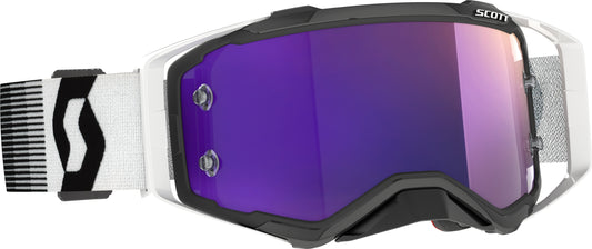 SCOTT Prospect Goggle Premium Black and White with Purple Chrome Lens for Offroad Riding