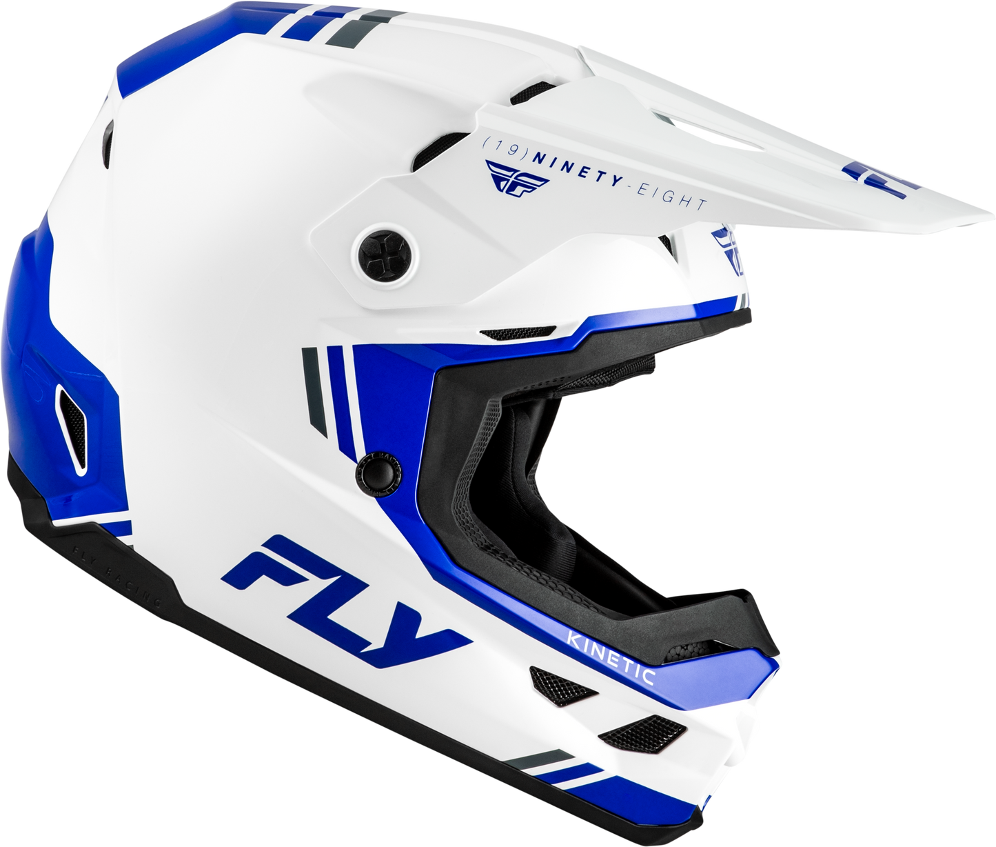 FLY Racing Kinetic Verdict Helmet - Off-Road Motorcycle Helmet with Improved Ventilation and Lightweight Design - X-Large White/Blue/Grey
