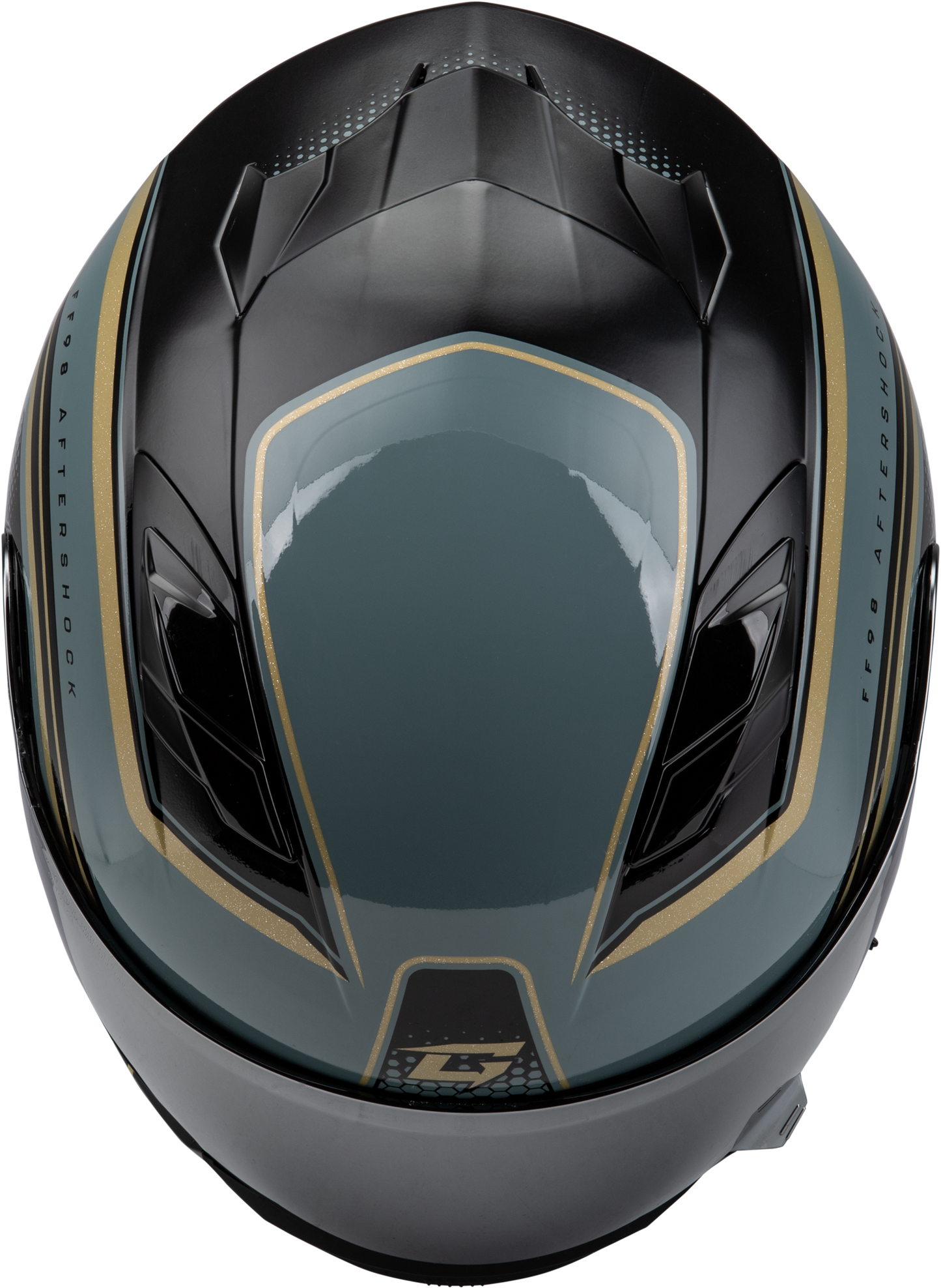 GMAX FF-98 Aftershock Full-Face Helmet for Street Riding – 3X-Large Grey/Gold Metallic