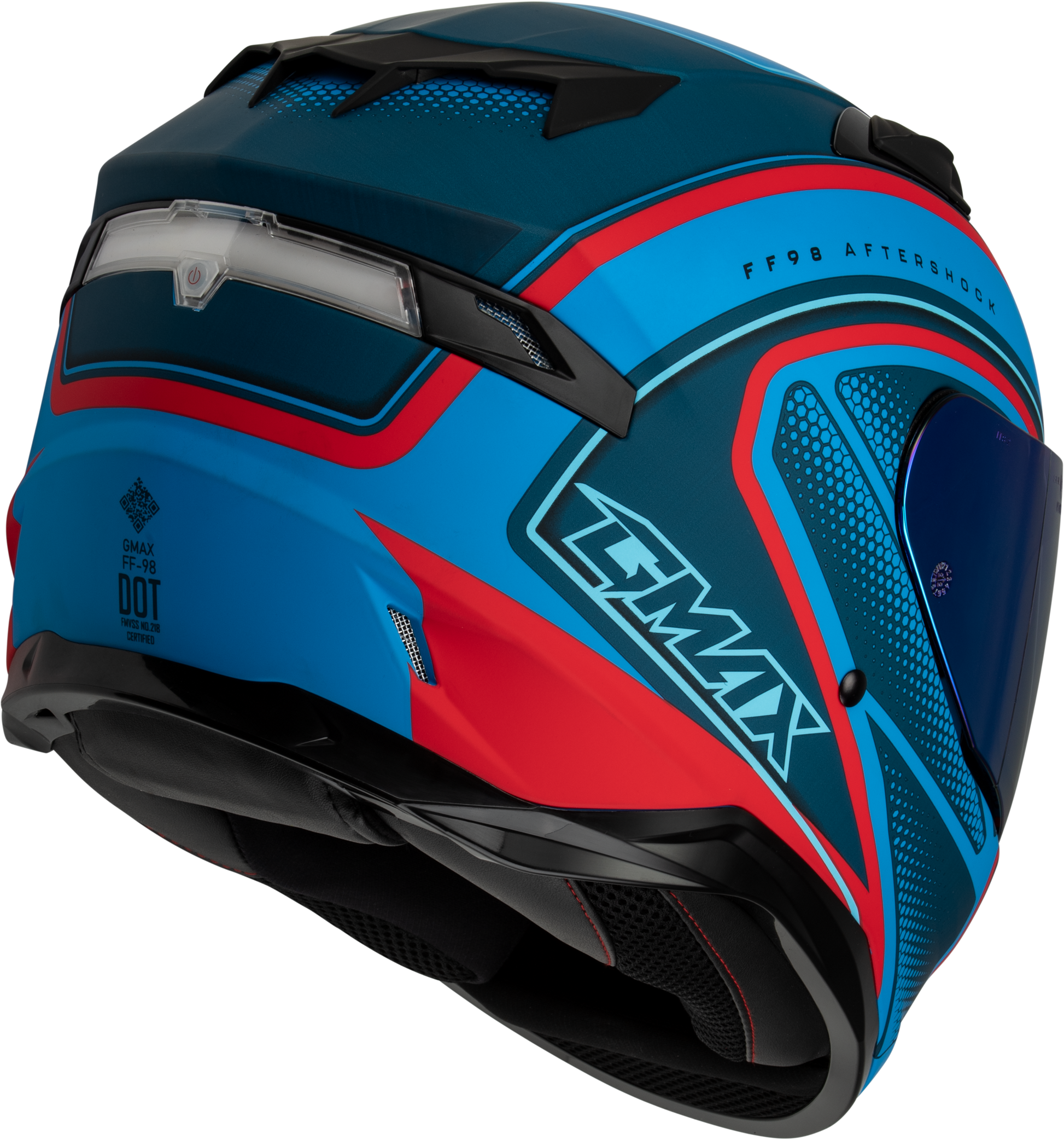 GMAX FF-98 Aftershock Full-Face Helmet for Street Riding - X-Small, Matte Blue/Red