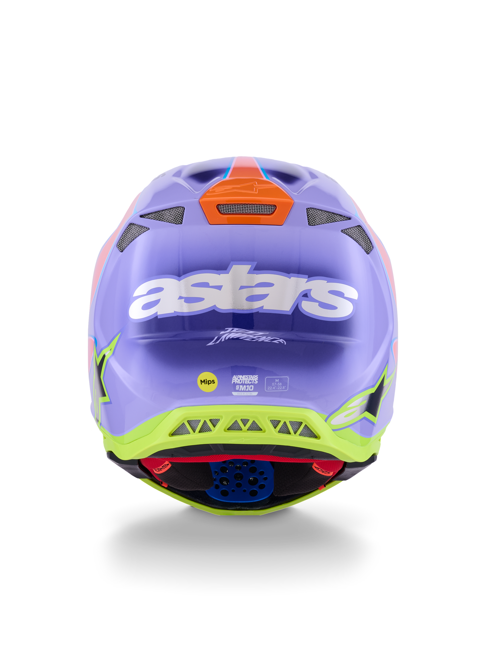 Alpinestars S-M10 Jett Lawrence Off-Road Helmet in Purple/Pink Fluo/Yellow Fluo – X-Small