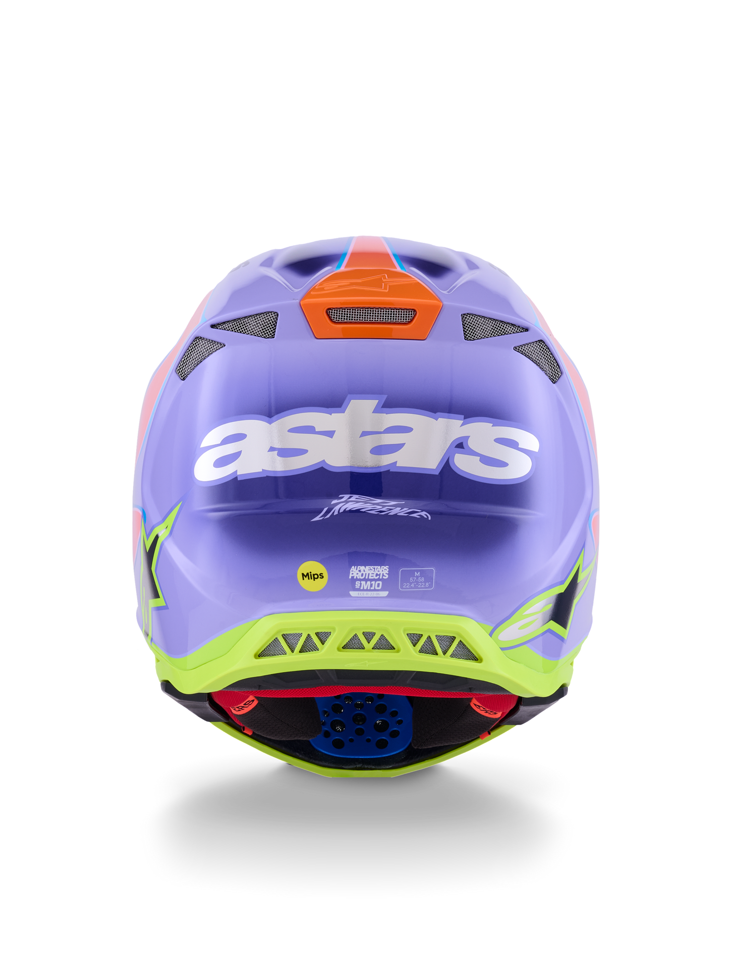 Alpinestars S-M10 Jett Lawrence Off-Road Helmet - Medium, Gloss Finish in Purple/Pink Fluo/Yellow Fluo