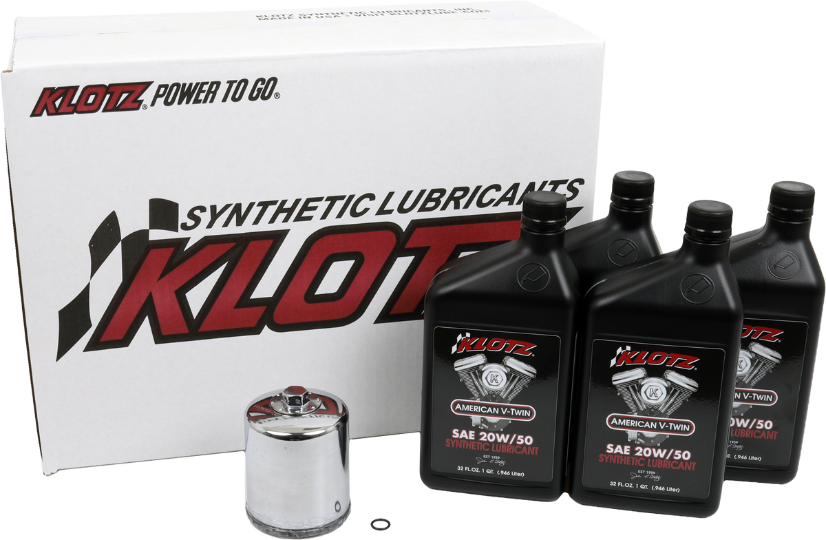 Klotz Basic Harley Davidson 4 Quart Synthetic Oil Change Kit KH-101