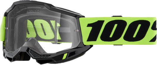 100-Percent Accuri 2 Goggle with Clear Lens in Neon Yellow for Offroad Performance