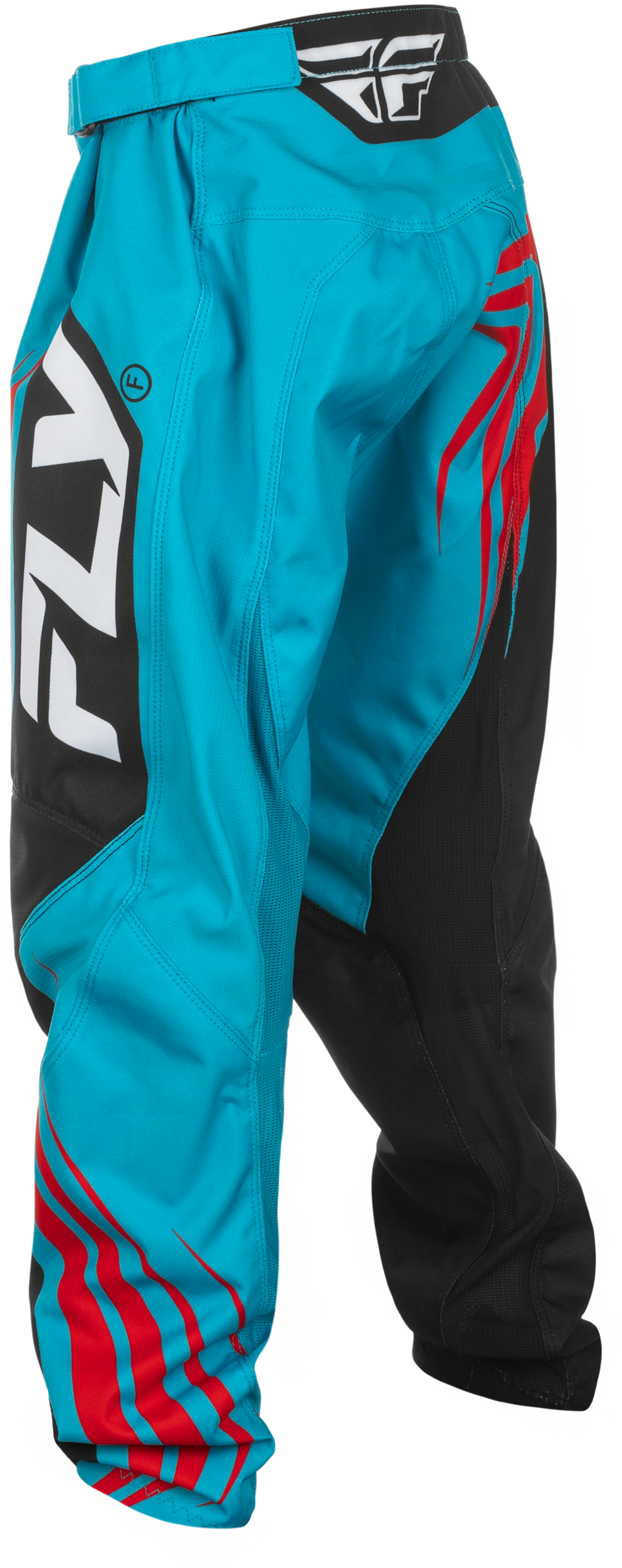 Fly Racing Youth F-16 Offroad Pants in Cyan, Black, and Red – Size US 24