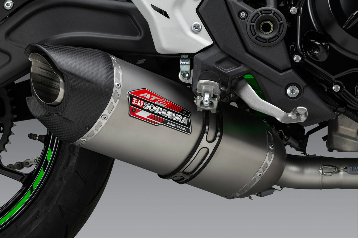 Yoshimura AT2 Slip-On Muffler with Carbon Fiber End Cap and Custom Heel Guard