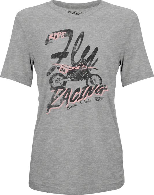 Fly Racing Women's Vintage Short Sleeve Tee in Grey, Size Small – Comfortable Cotton-Poly Blend
