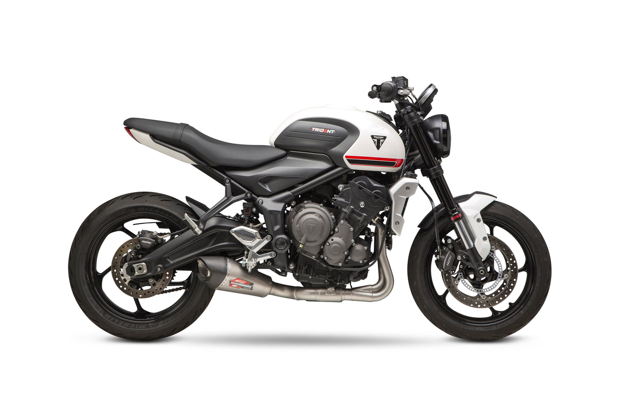 Yoshimura AT2 Race Full System Exhaust for Triumph Trident 660 - Matte Carbon Fiber End Cap
