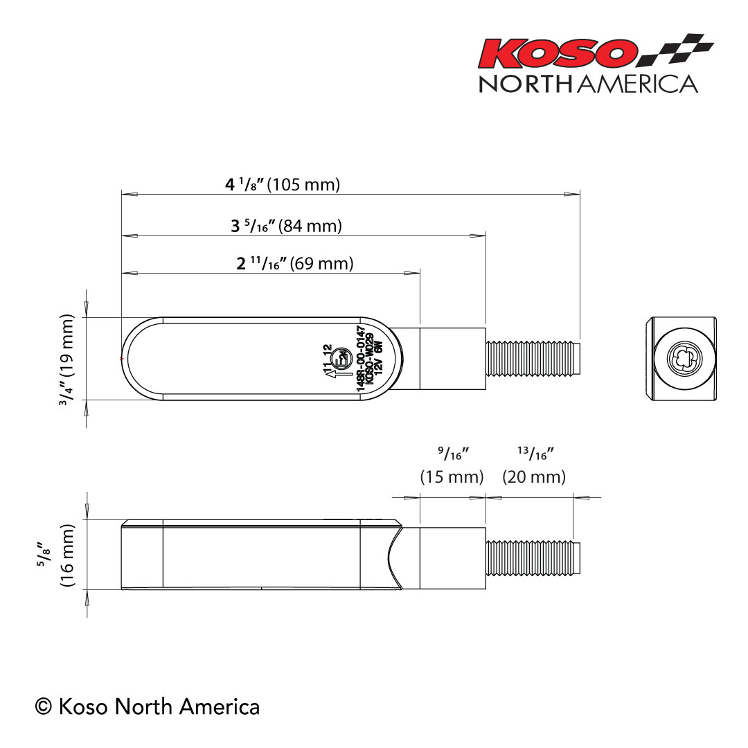 KOSO Cyclone LED Turn Signals Sequential Black Pair - High Power Amber Indicators with Smoke Lens and M8 Threading