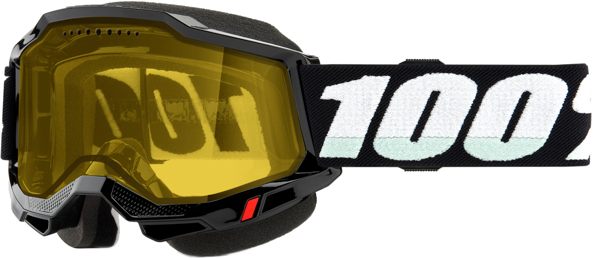 100-Percent Accuri 2 Snowmobile Goggle with Yellow Lens and Black Frame