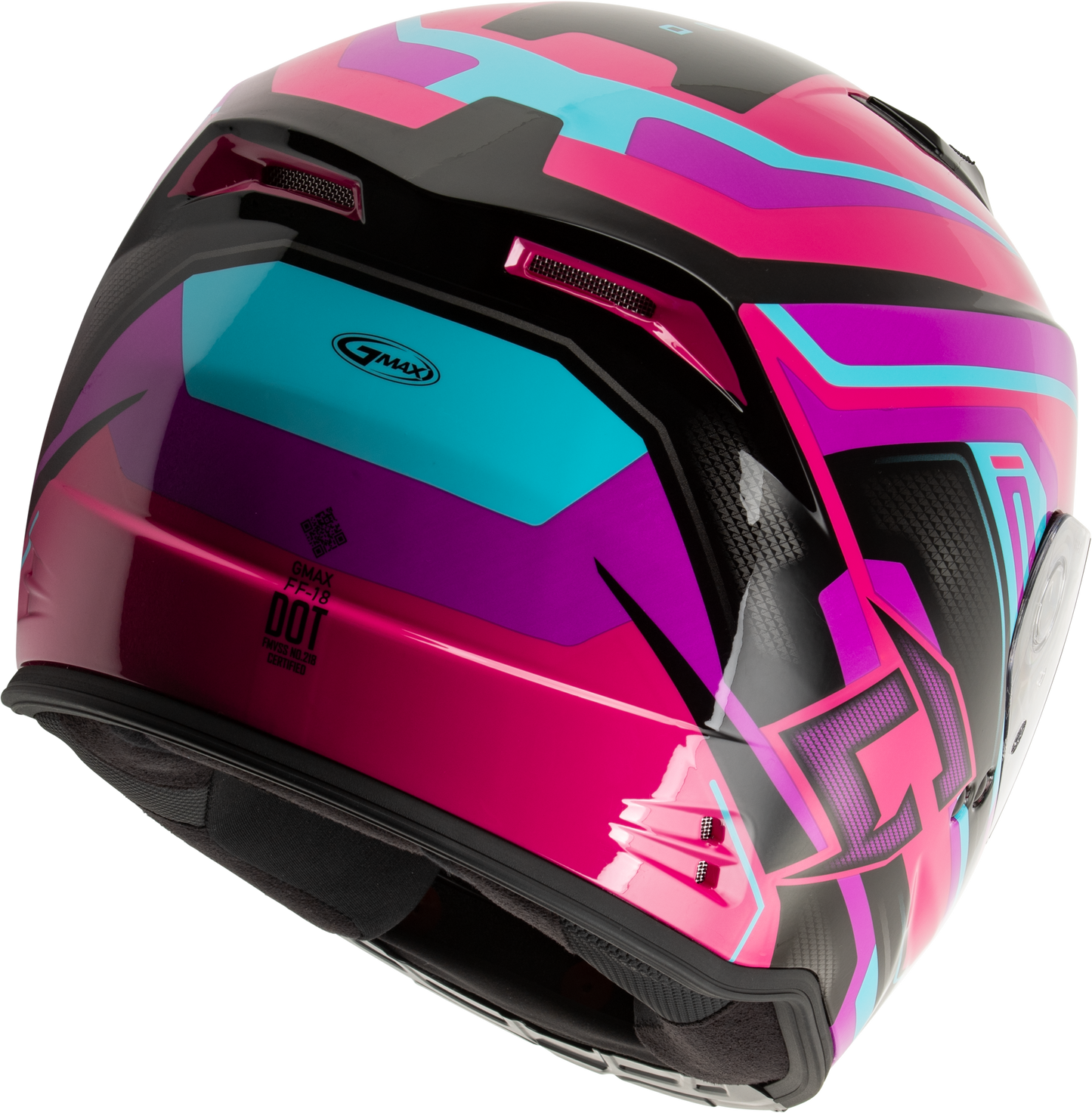 GMAX F11811394 FF-18 Drift Full-Face Helmet - Small, Pink/Blue/Black with Sun Shield and Advanced Ventilation