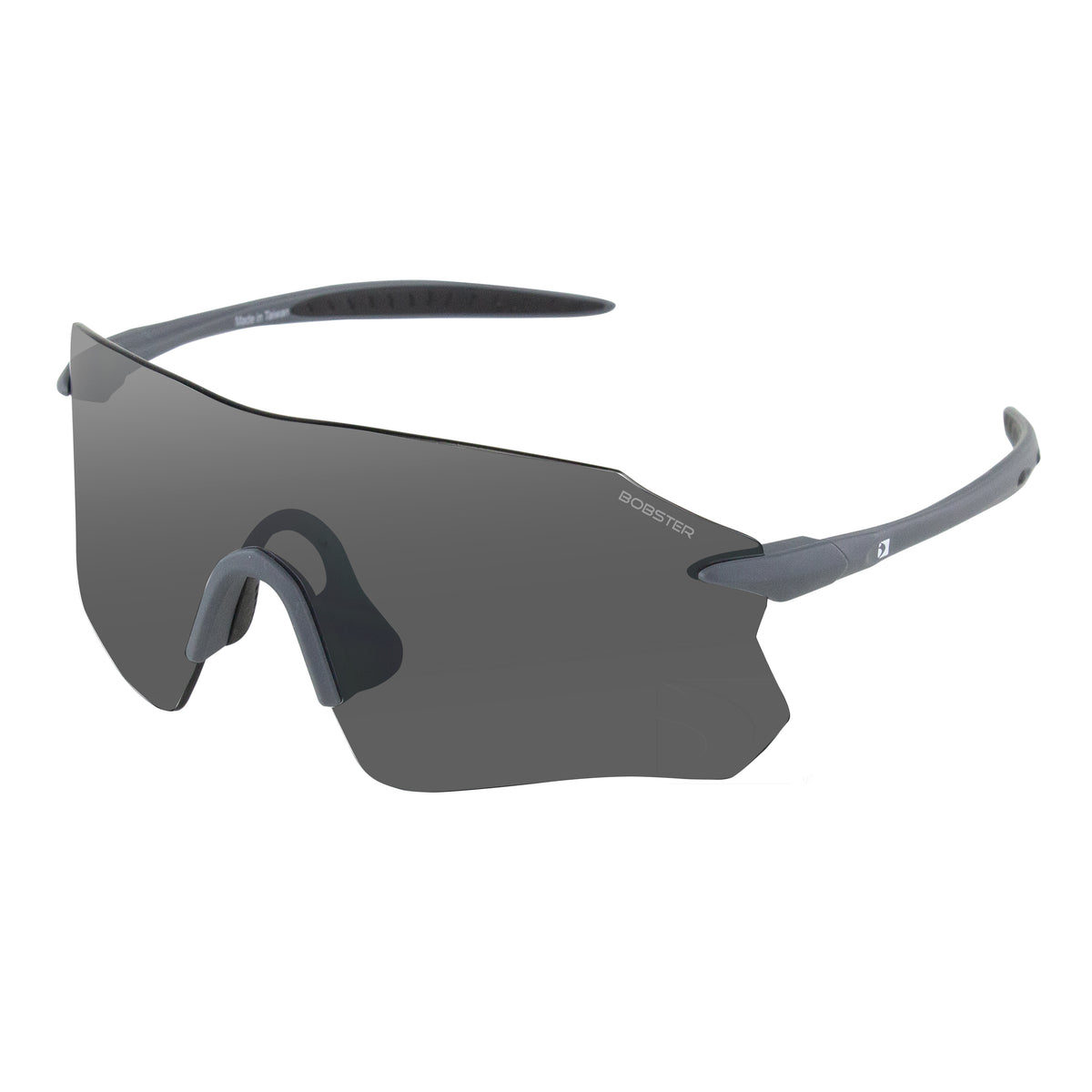 Bobster Aero Cycling Sunglasses Matte Gray Smoke with Silver Mirror Lenses