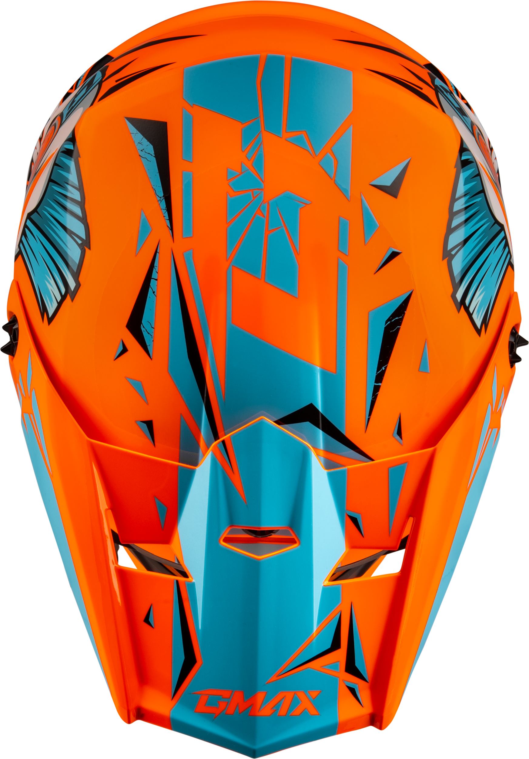 GMAX Youth MX-46Y Off-Road Helmet in Hi-Vis Orange and Blue, Small Size