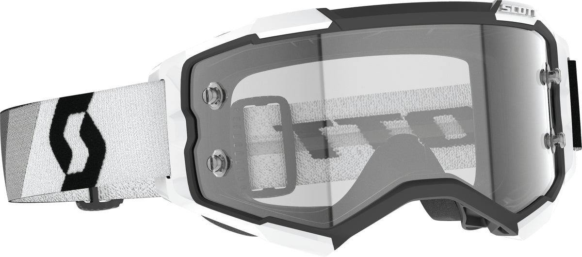 SCOTT Fury Goggle Prem Black/White with Clear Lens – Offroad Eyewear for High-Performance Motocross