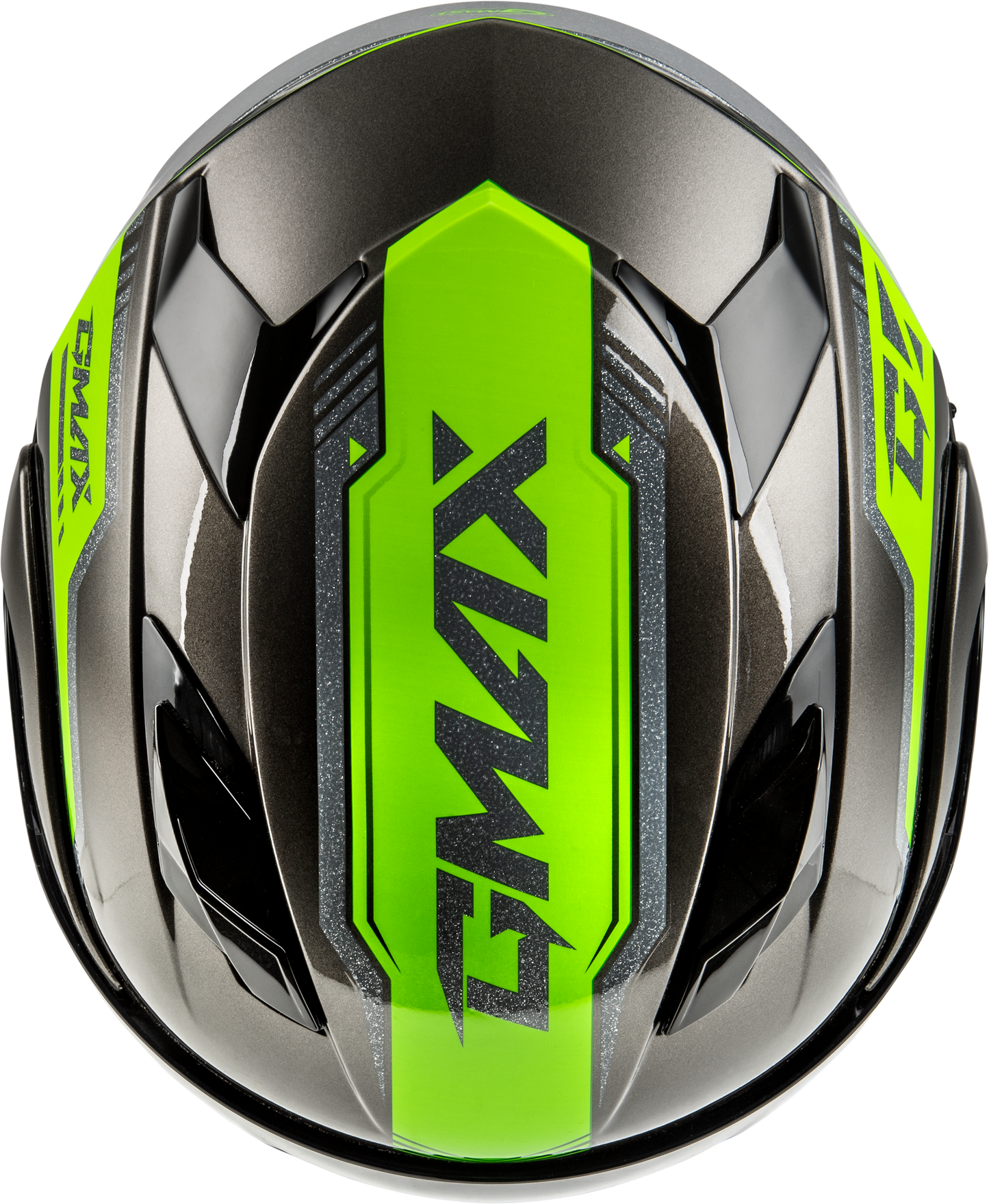 GMAX MD-01 Volta Modular Helmet – Small, Black/Silver/Green Metallic with Integrated LED Light and Ventilation