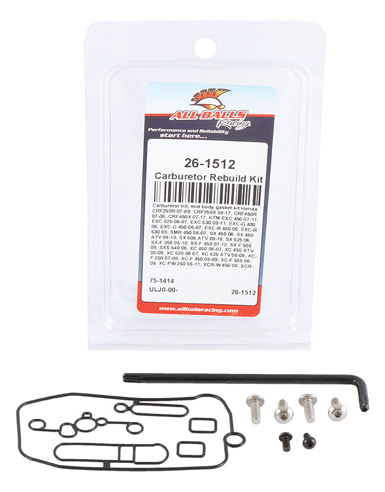 ALL BALLS Keihin Mid Body Carburetor Kit for Honda CRF250R and CRF250X Models
