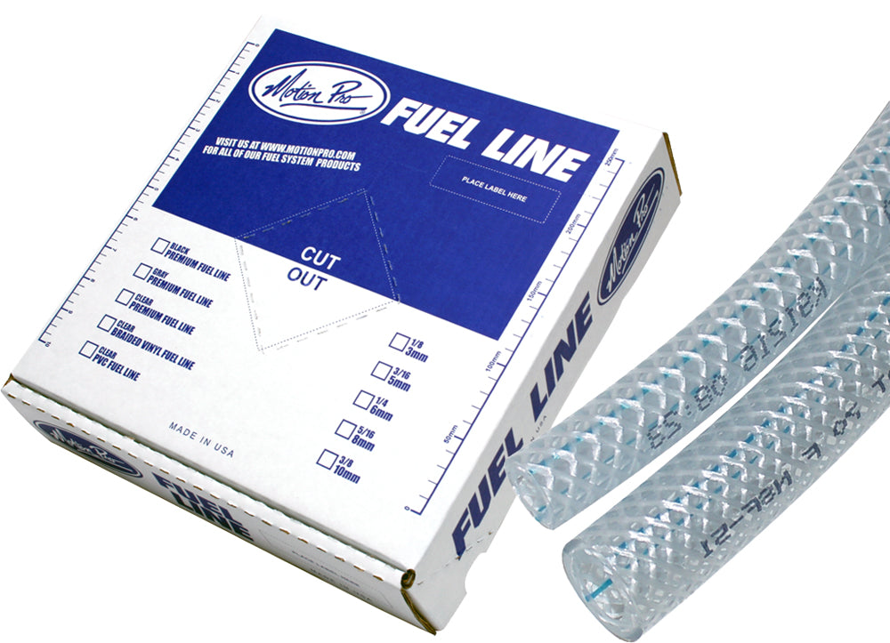 MOTION PRO Braided Vinyl Fuel Line 1/4 inch x 25 feet for High-Pressure Fuel Systems