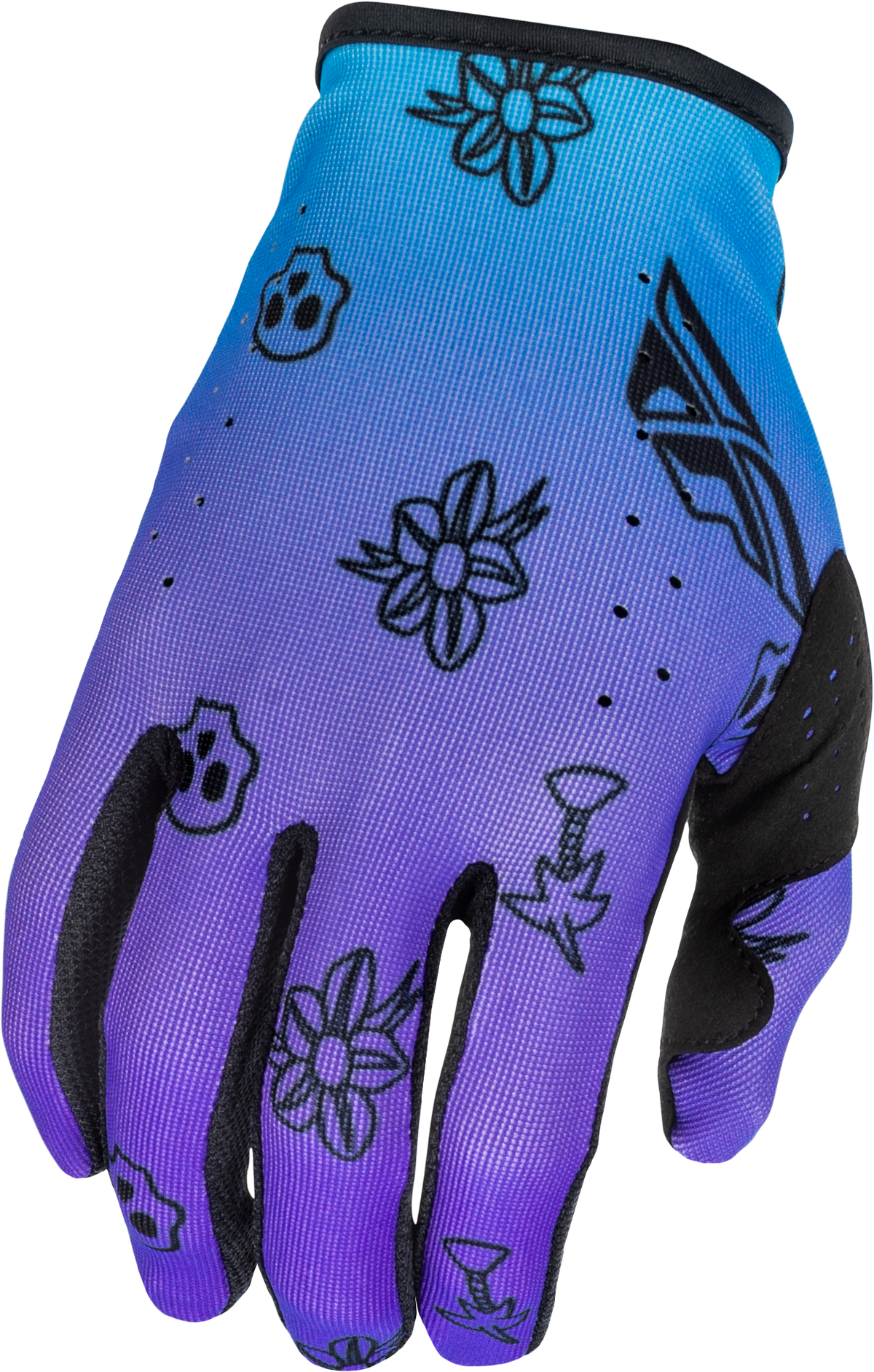 Fly Racing Lite Outline Men’s MX Gloves - Purple/Blue/Black, 2X-Large
