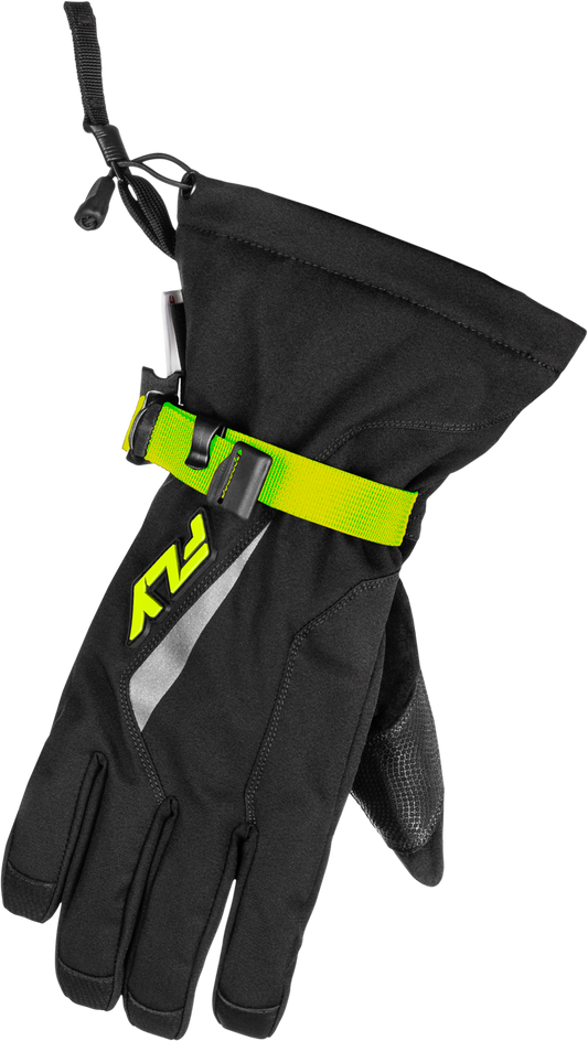 Fly Racing Title Gauntlet Gloves X-Small Black and Hi-Vis for Snow Riding