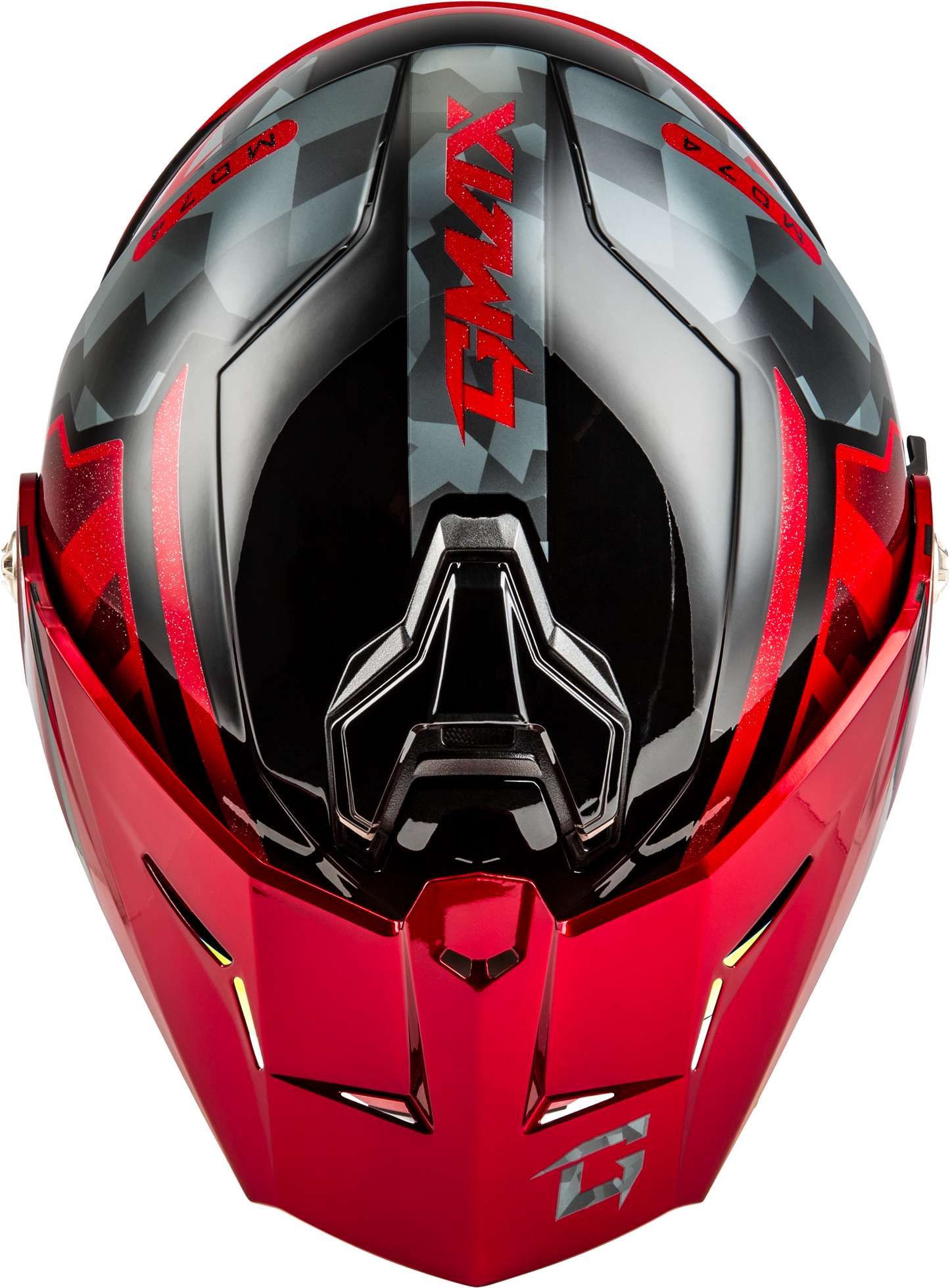 GMAX MD-74 Striker Modular Helmet with Mirror Red Lens and Black/Grey/Red Metallic Finish