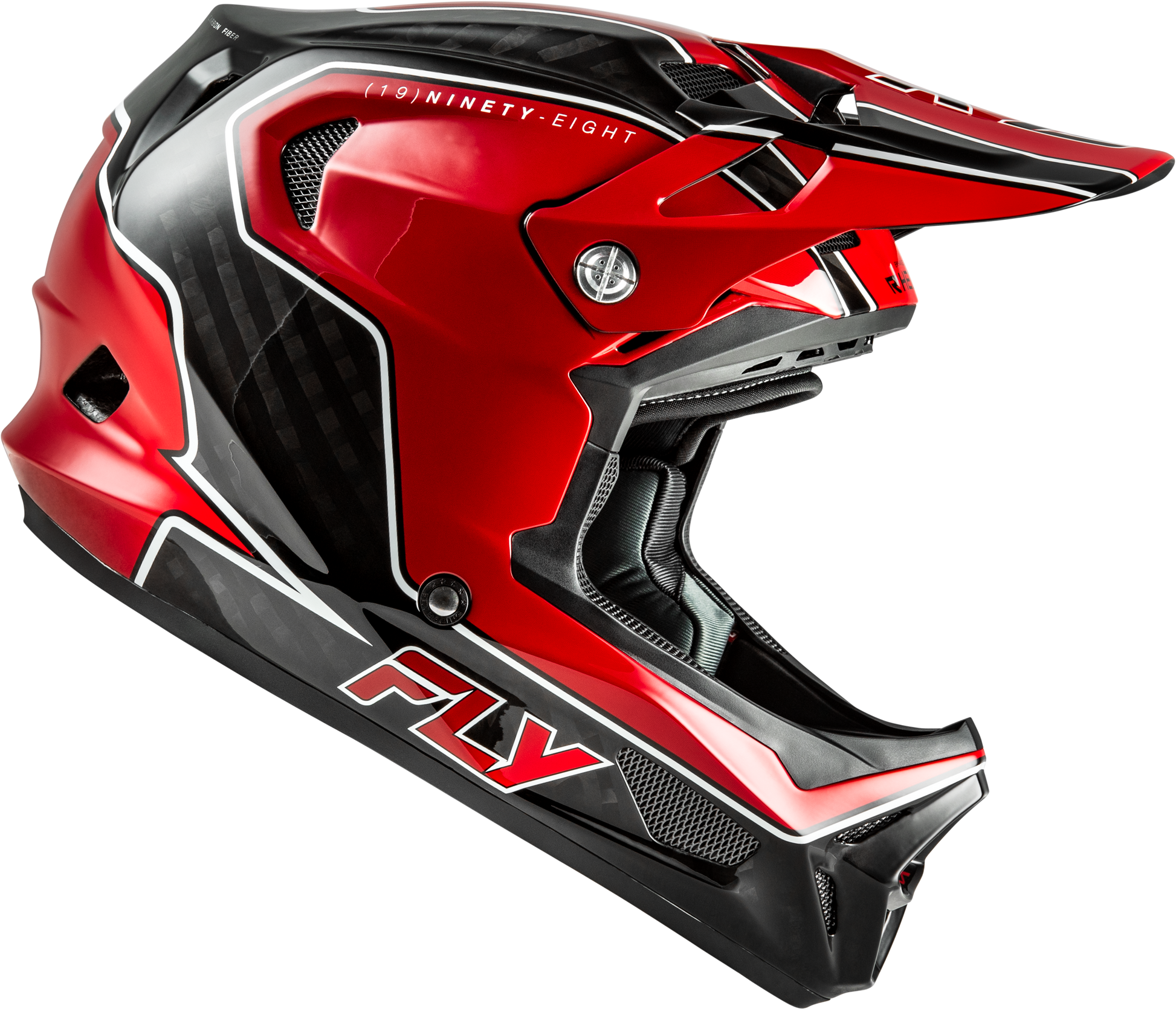 Fly Racing Werx R Flow Carbon Helmet Black Carbon/Red Large – Full-Face Bicycle Helmet with Advanced Impact Protection