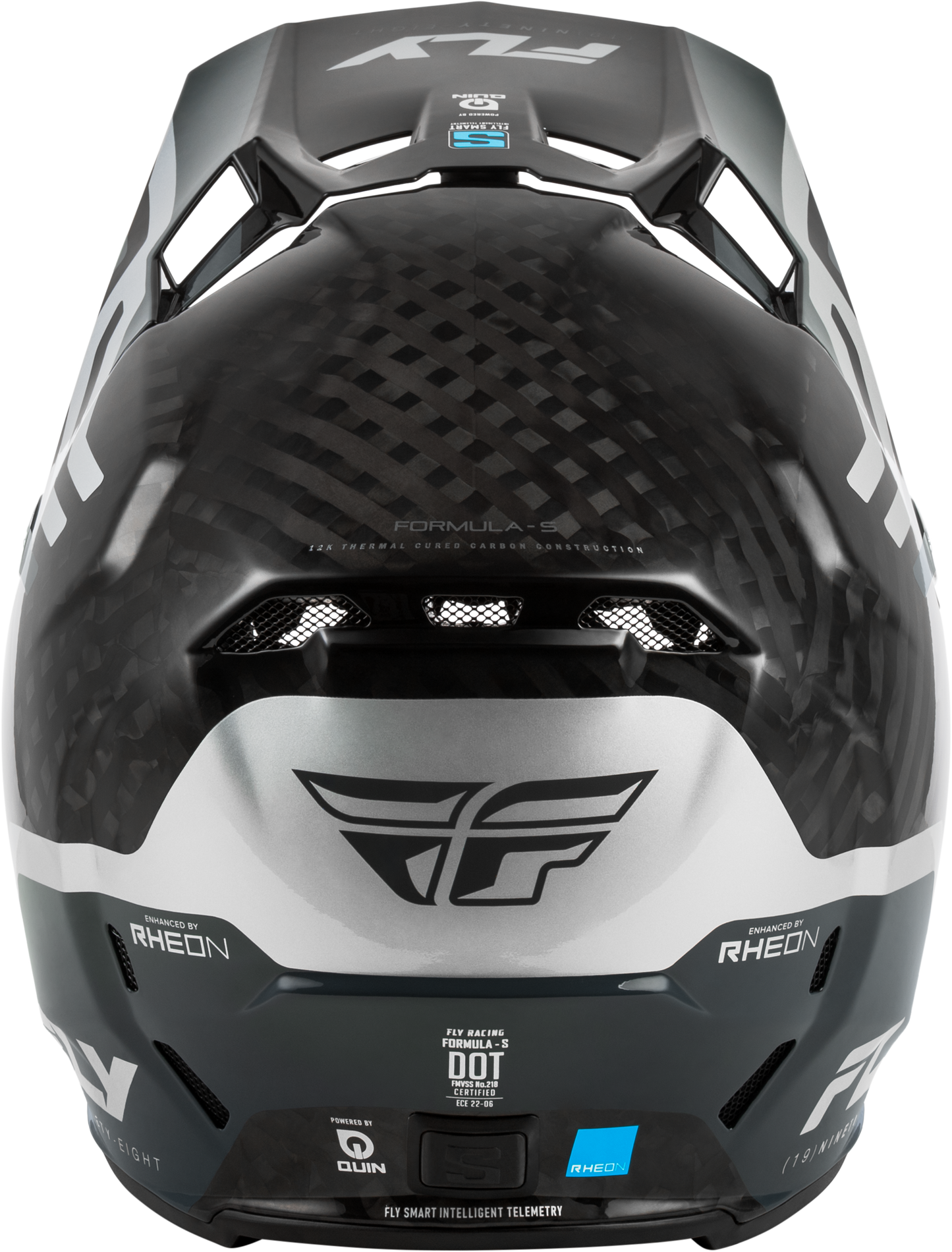 Fly Racing YTH Formula S Carbon Byte Youth Helmet Black Carbon/Grey/Silver (Size Youth Large)