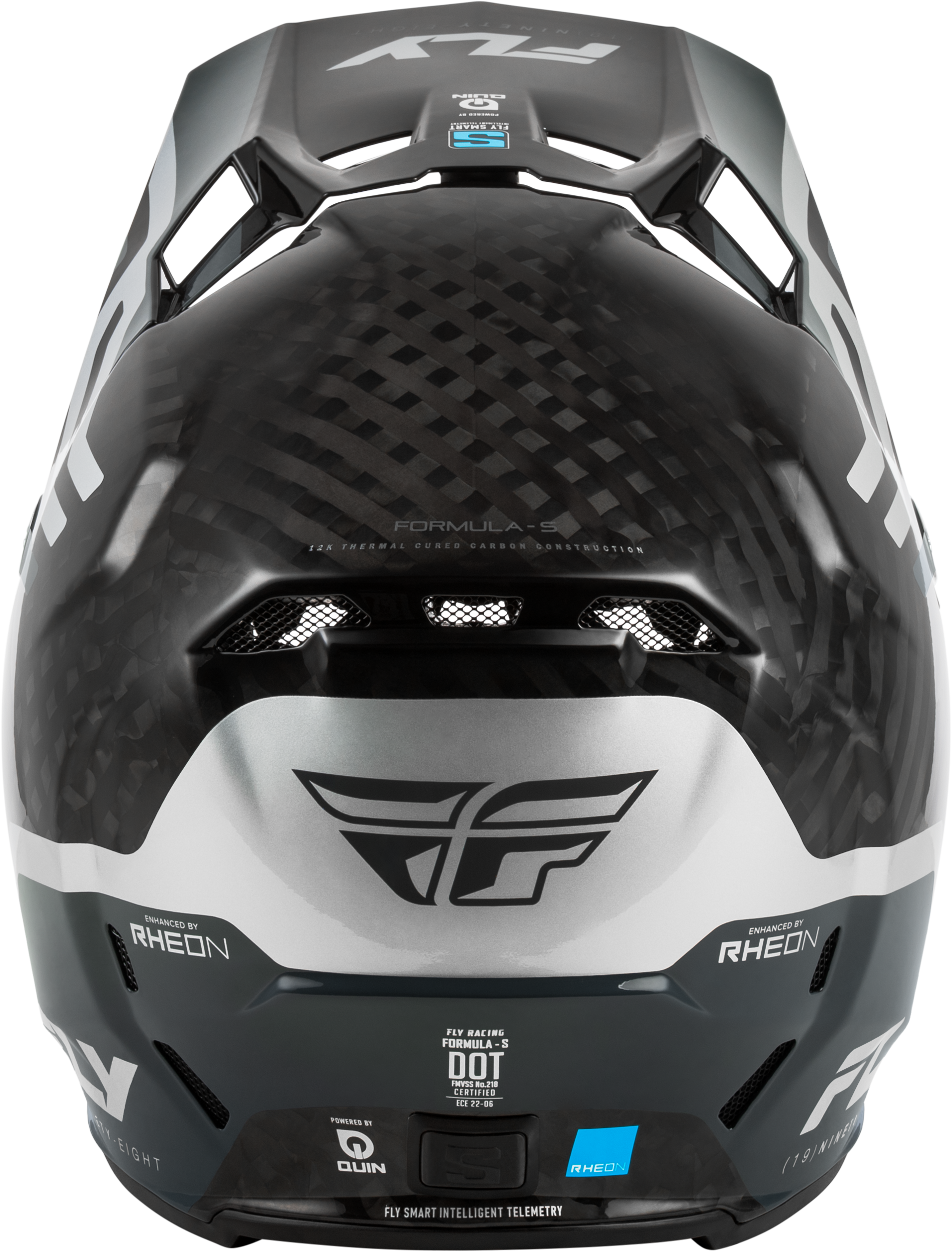Fly Racing YTH Formula S Carbon Byte Youth Helmet Black Carbon/Grey/Silver (Size Youth Large)