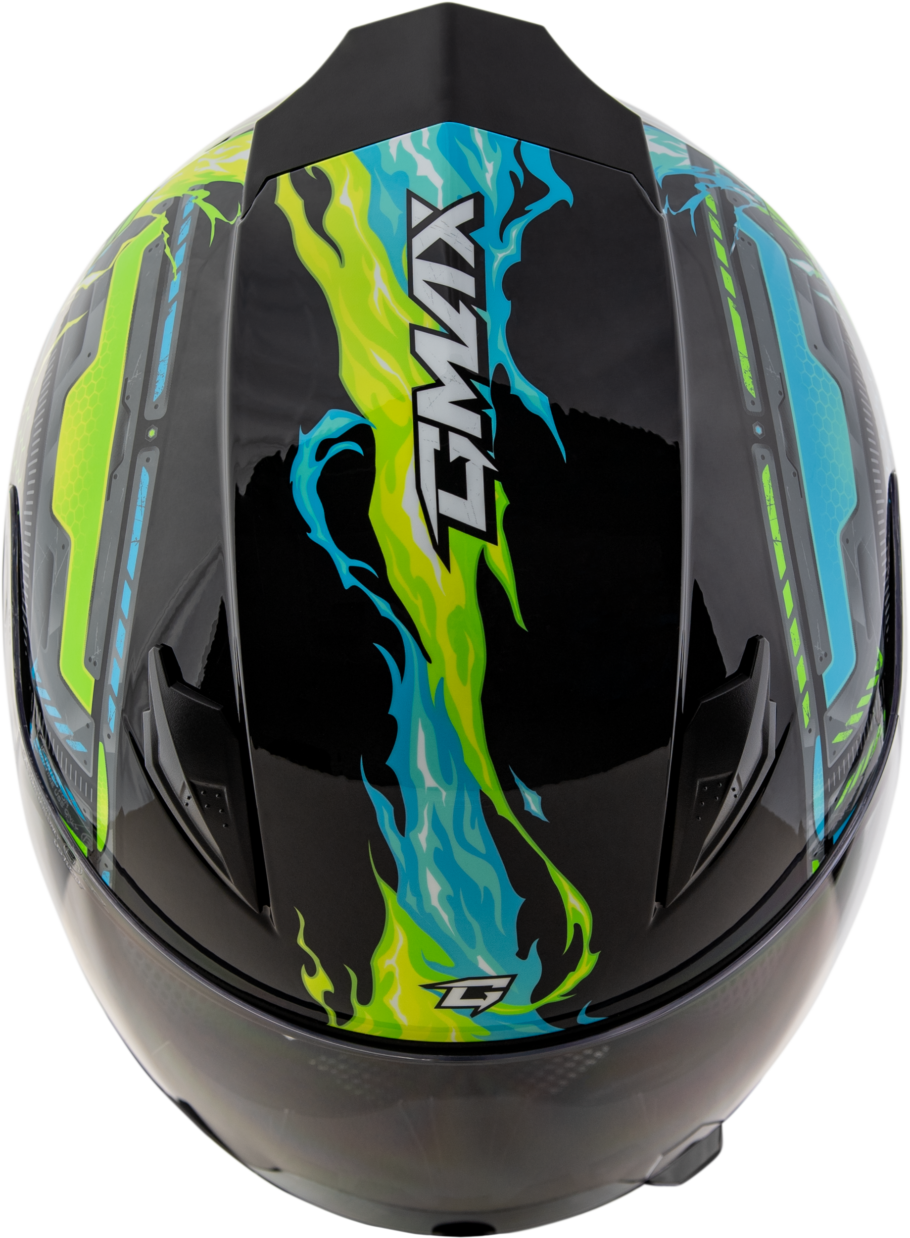 GMAX GM-49Y Youth Full-Face Helmet – Black, Blue & Green | Adjustable Interior & Lightweight Design