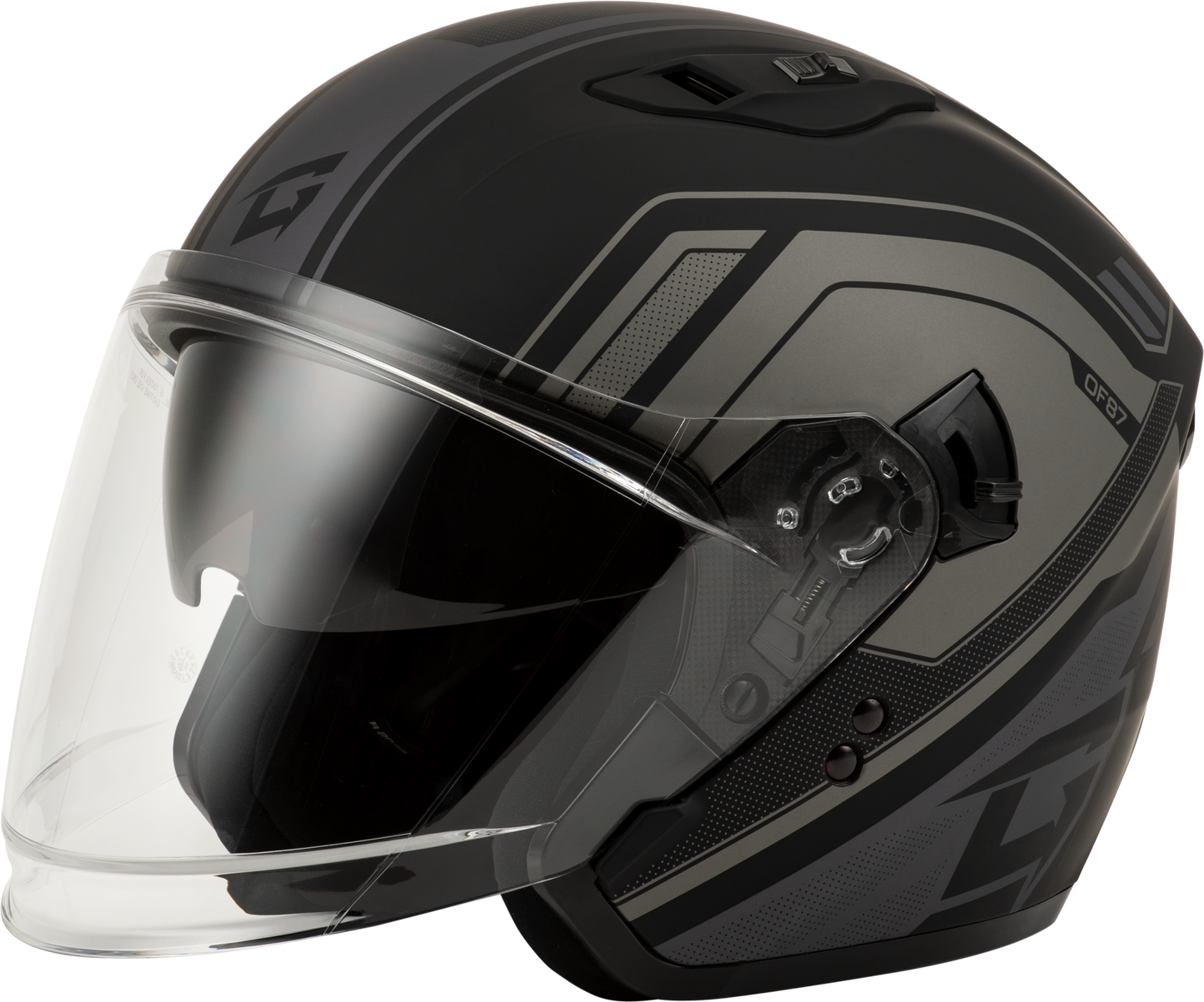 GMAX OF-87 Duke Matte Black/Grey Open-Face Helmet for Street Riding - Large