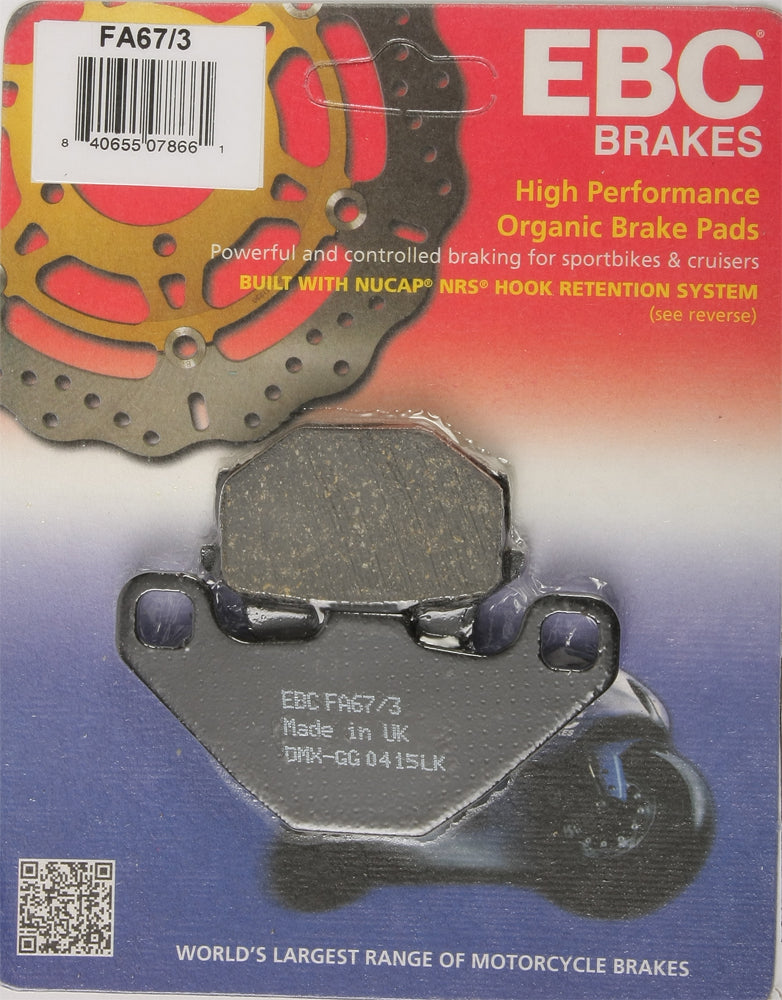 EBC Brakes Fa67/3 Organic Brake Pads for Kawasaki Ninja 500R (1997-2006)