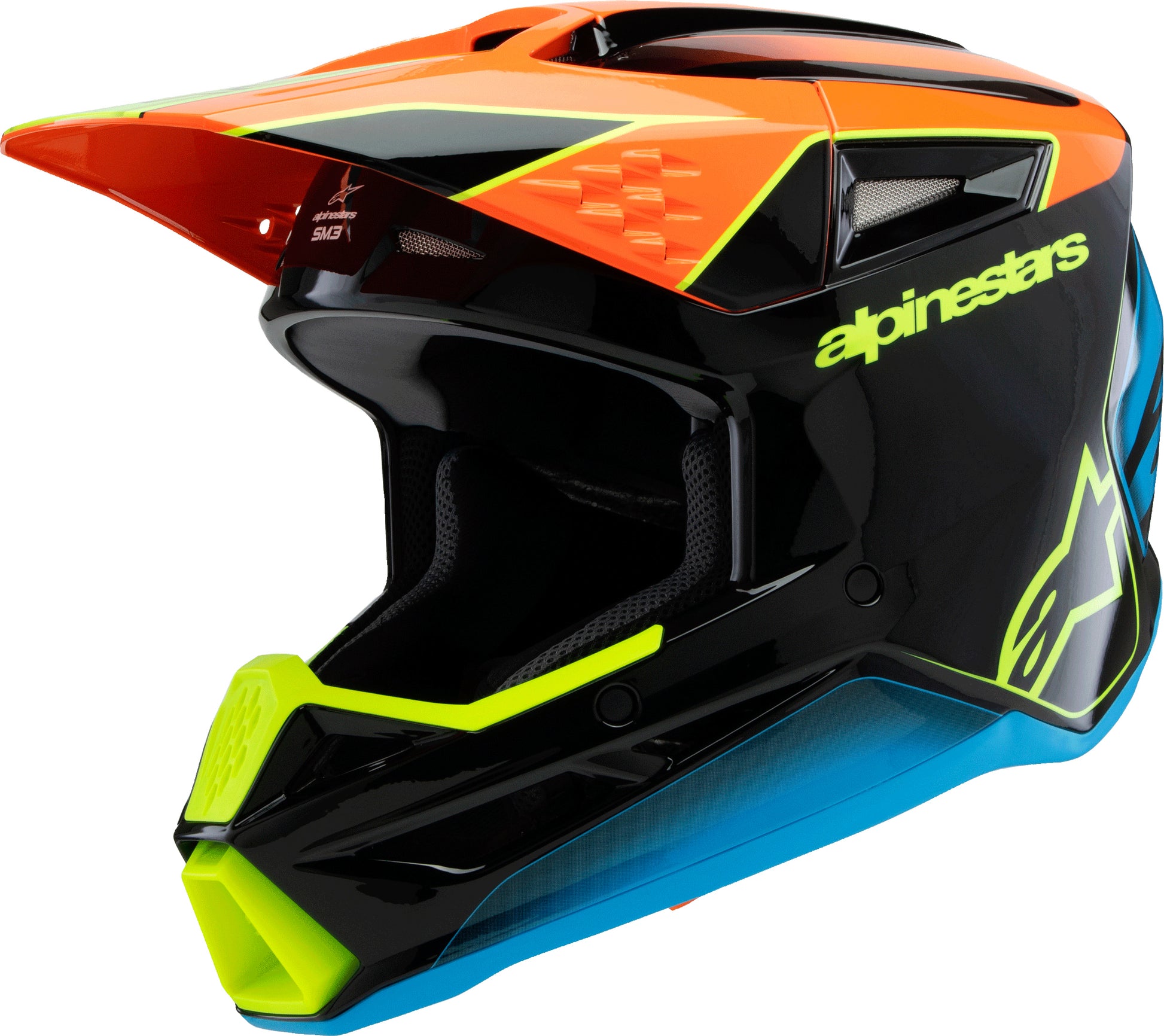 Alpinestars SM3 Youth Off-Road Helmet Black/Orange/Yellow Fluo - Size Youth Small