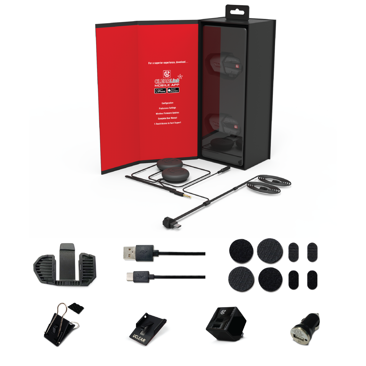 UCLEAR Motion HDX-V Dual Kit Helmet Communication System with Crash Detection and Long Battery Life